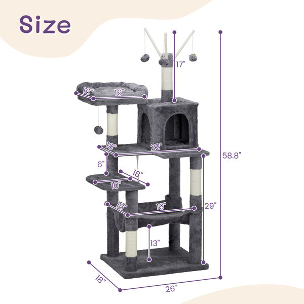 Premium 57-Inch Multi-Level Cat Tower - Ultimate Entertainment Center