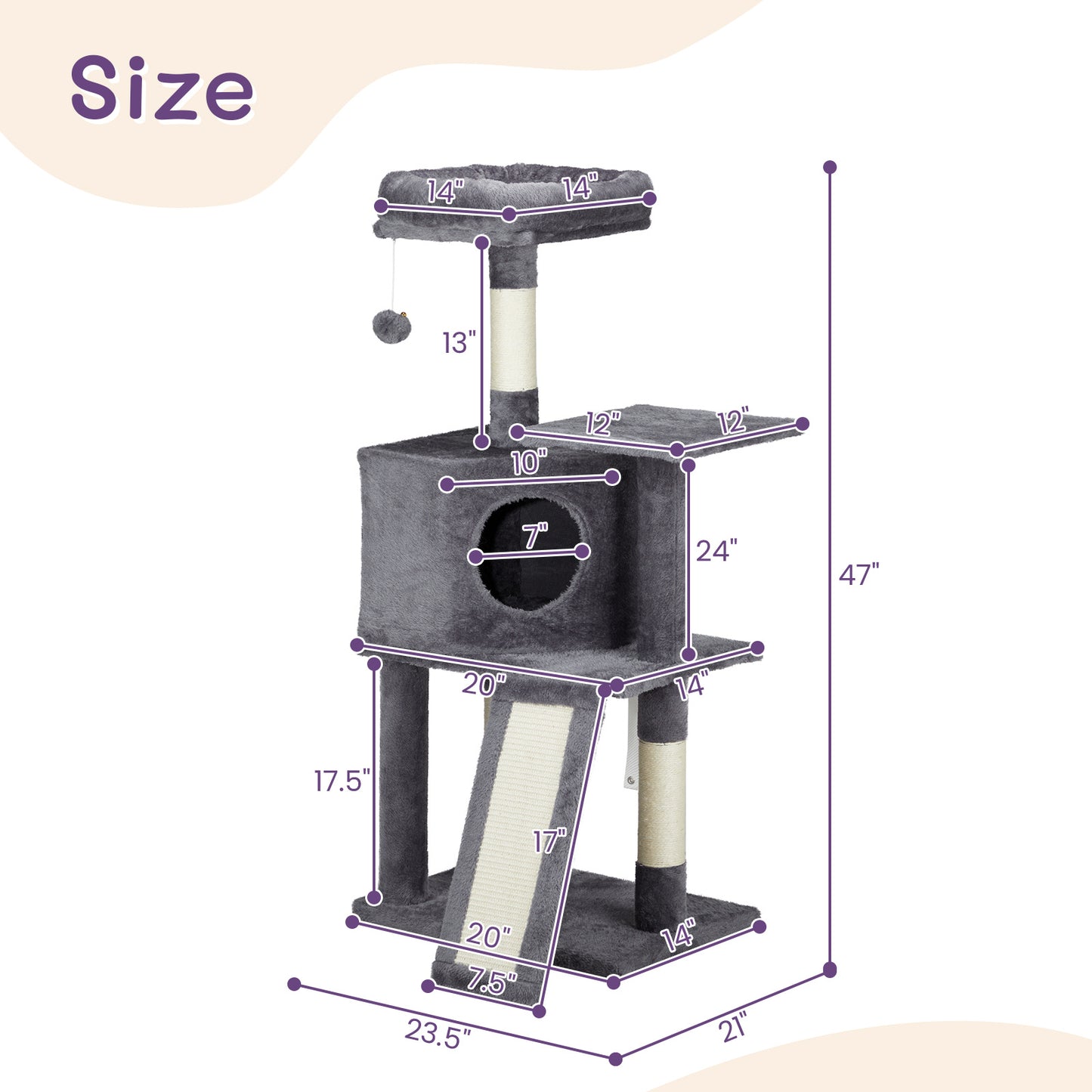 Premium 47-Inch Multi-Level Cat Tower