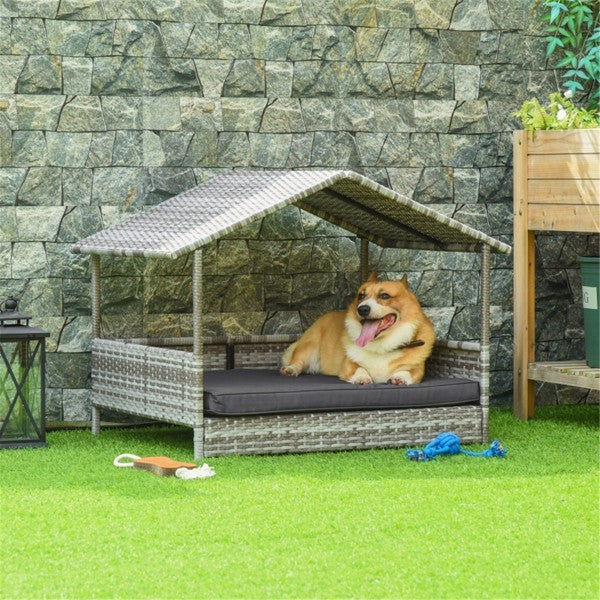 Premium Outdoor Dog Cabana - Rattan Weather-Resistant Pet Sofa