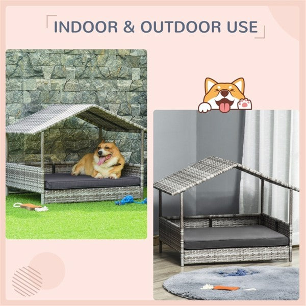 Premium Outdoor Dog Cabana - Rattan Weather-Resistant Pet Sofa