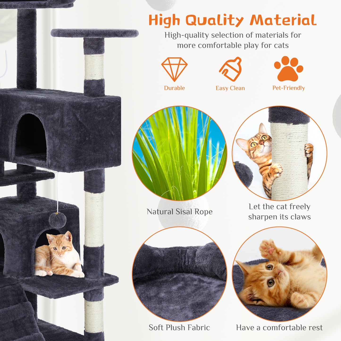 Premium 54-Inch Cat Tree with Adorable Cat-Ear Design