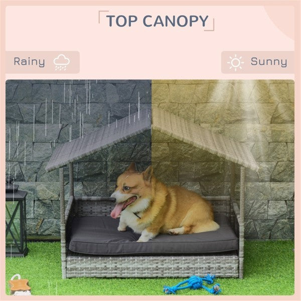 Premium Outdoor Dog Cabana - Rattan Weather-Resistant Pet Sofa