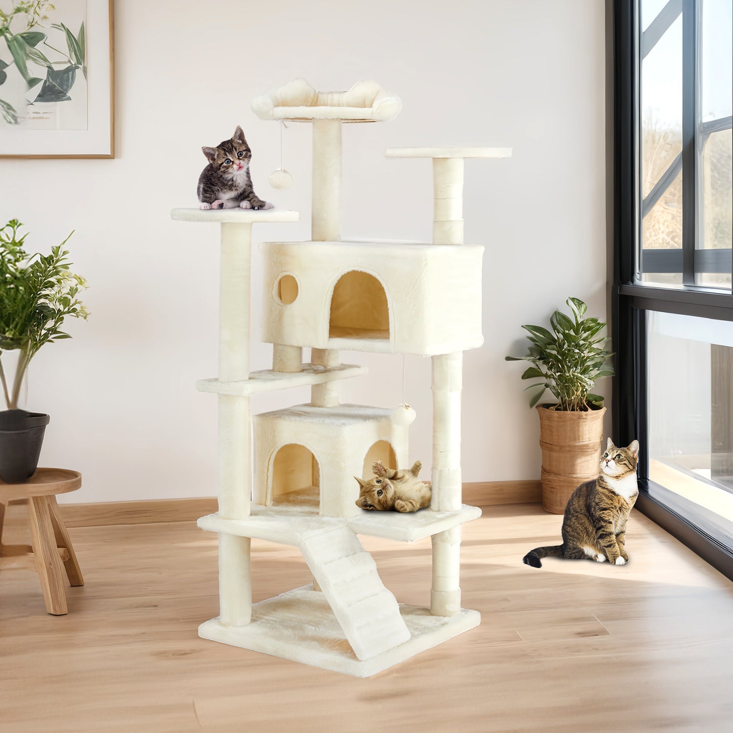 Premium 54-Inch Cat Tree with Adorable Cat-Ear Design