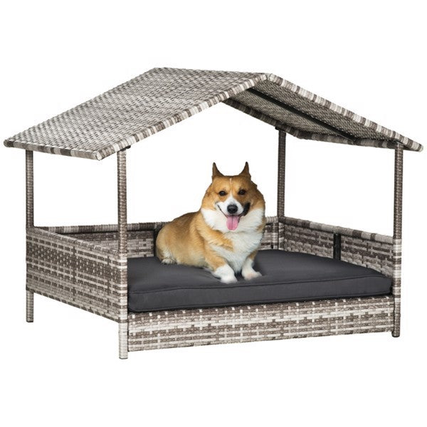 Premium Outdoor Dog Cabana - Rattan Weather-Resistant Pet Sofa