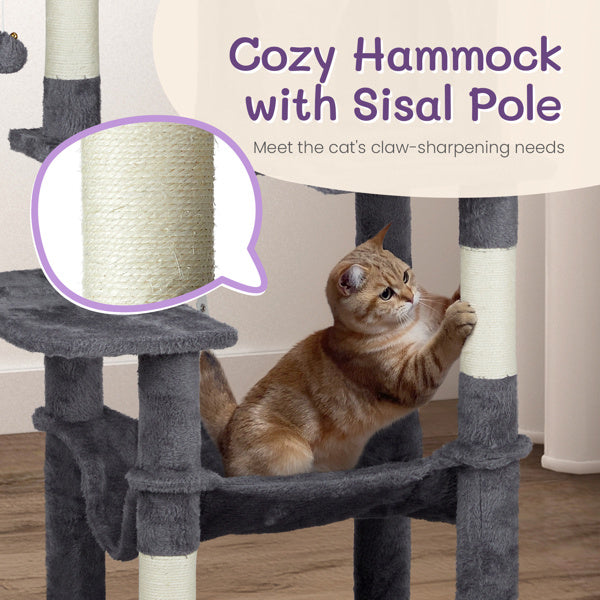 Premium 57-Inch Multi-Level Cat Tower - Ultimate Entertainment Center