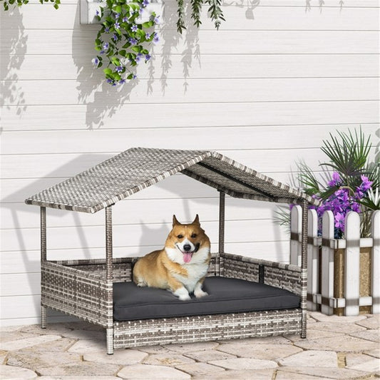 Premium Outdoor Dog Cabana - Rattan Weather-Resistant Pet Sofa