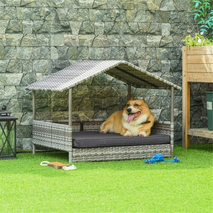 Premium Outdoor Dog Cabana - Rattan Weather-Resistant Pet Sofa