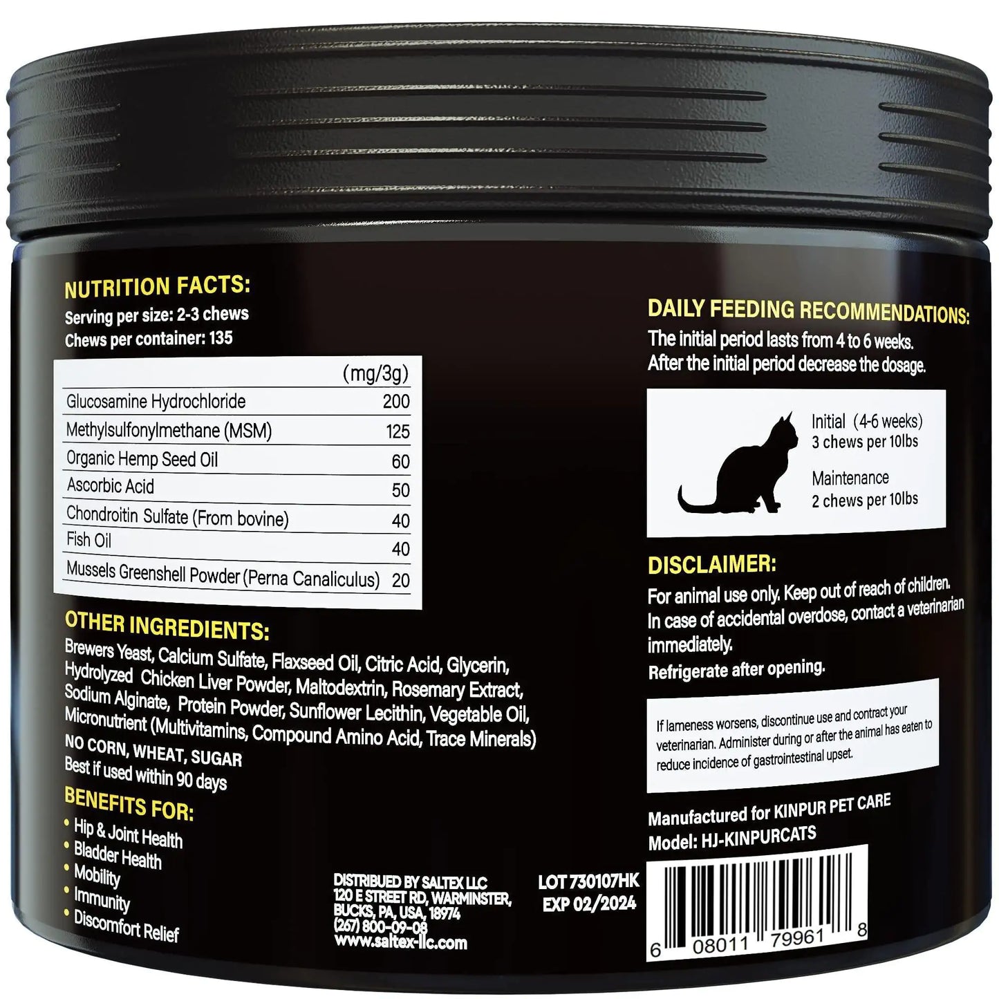 Premium Cat Joint Support - Glucosamine & Chondroitin Formula
